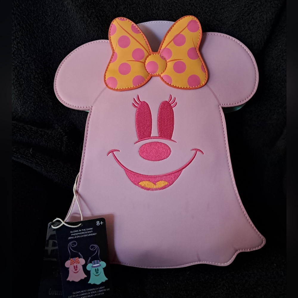 Pastel Mickey and Minnie GITD reversible Loungefly Crossbody